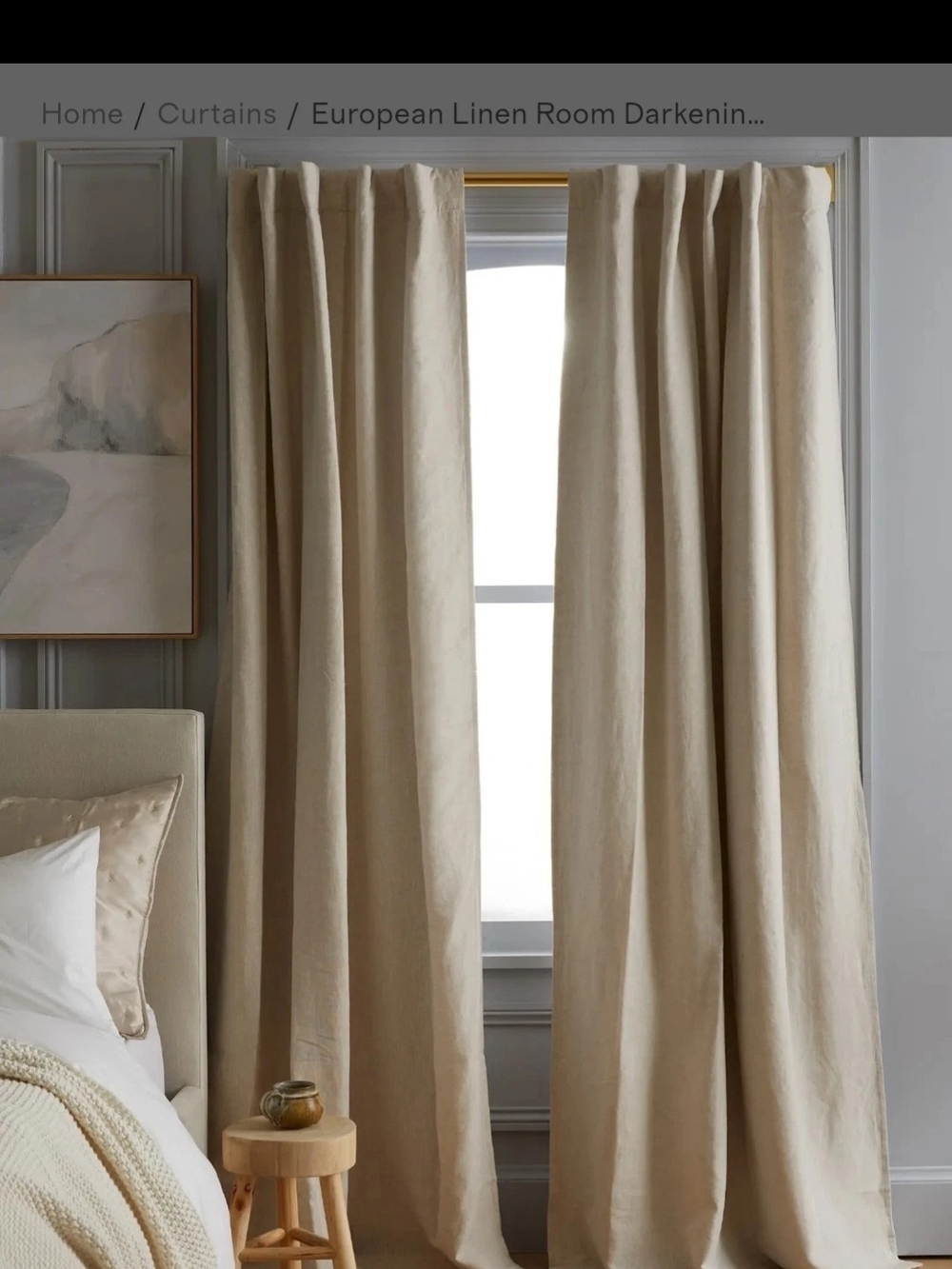 Quince European Linen Blackout Curtain Panel Set Of 2, Flax, 96x108